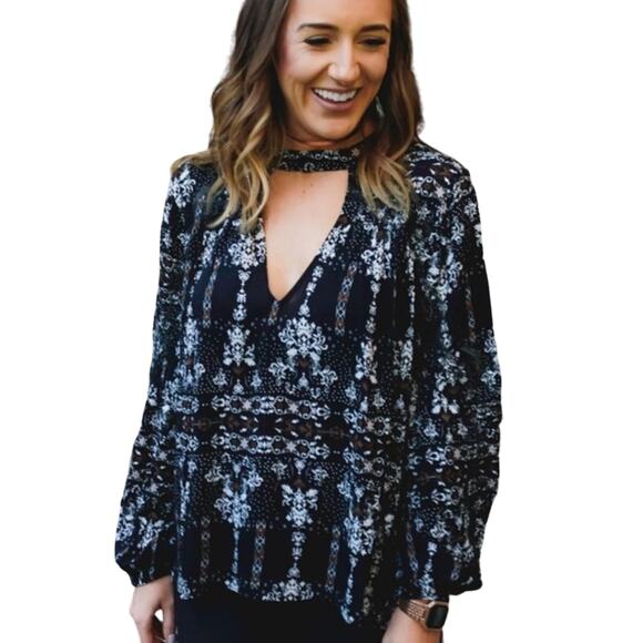 Gimmicks BKE Buckle Chocker Hi Low Boho Blouse XS - Picture 1 of 7
